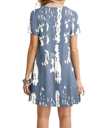 Women's Casual Floral Print Dress - Summer Short Sleeve Beach Dress XX-Large Navy - Buy Online on GoSupps.com
