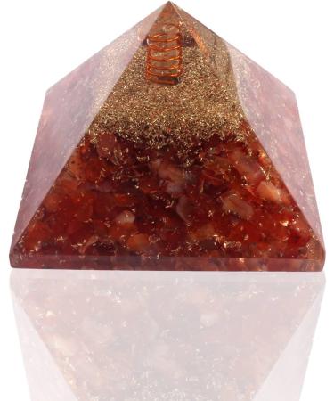 Carnelian Crystal Orgone Pyramid - Tree of Life Design | Handmade for Positive Energy Balance | Reiki Charged - Buy Online on GoSupps.com