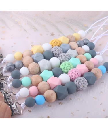 Pacifier chain Happy-Crazy-Baby boy and girl baby shower birthday baptism gift (pink)