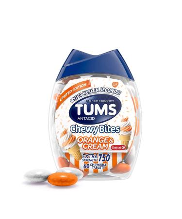 TUMS Chewy Bites Orange and Cream Extra Strength Chewable Antacid for Heartburn - 60ct