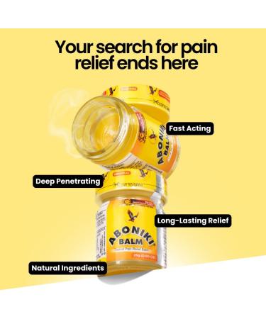 Aboniki Balm - Powerful Pain Relief for Sore Muscles & Joints | Anti-Inflammatory Muscle Rub | Original Strength (Yellow Formula) - 12 Glass Jars - Buy Online on GoSupps.com