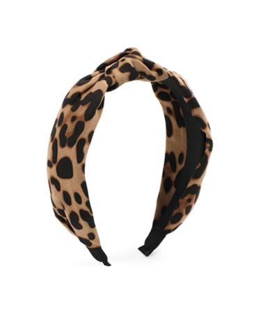 Hair band with leopard pattern for women and girls - wide striped knotted loop front ligaments spoiled hair band hair tire accessories loop cross headband wrap style 3