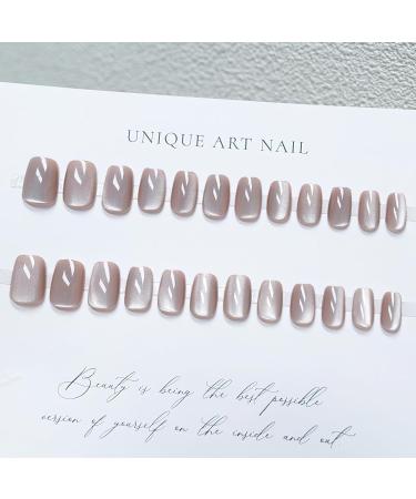 Silver Glitter Press on Nails - Short Square Fake Nails | Reusable Full Cover Stick On Nails | Glossy Gradient Designs for Women & Girls - 24 Pcs - Buy Online on GoSupps.com