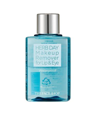THE FACE SHOP Herb Day Lip & Eye Makeup Remover Waterproof | Gentle & Clean Waterproof Thick Makeup Remover | Suitable for All Skin Type | 4.4 fl. Oz, K-Beauty