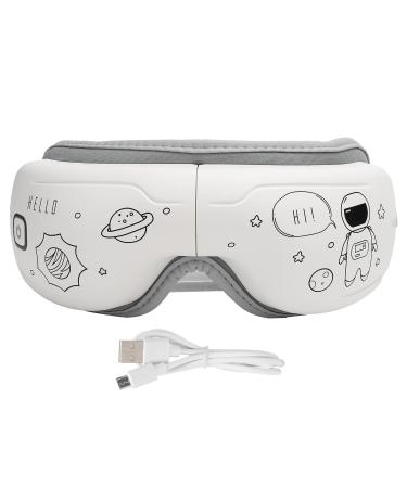 Zerodis Eye Massager Rechargeable Eye Heat Massager Eye Protective Equipment with Heat Compression and Music for Kids(White)