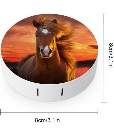 Brown Horse Round Case For Contact Lens Kit Storage Box with Mirror Printed - Buy Online on GoSupps.com