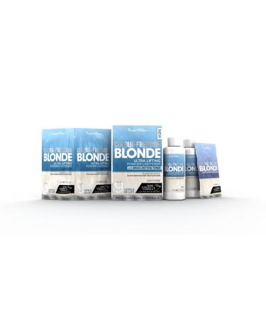 Knight & Wilson Colour-Freedom Blonde Ultra high lift Hair Bleach powder and White Blonde Neutralising Toner with Cream Developer 6% 20VOL (with 6% 20 Volume Developer)