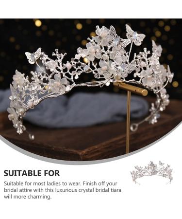 Lurrose Baroque Wedding Crown - Crystal Butterfly Flower Tiara for Women and Girls - Buy Online on GoSupps.com