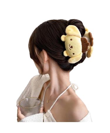 Kawaii Hair Claw Clips for Women Girls Plush Hair Clips Strong Hold Non-Slip Hair Barrettes for Thick Thin Long Hair Cute Cartoon Hairpins Hair Accessories Yellow