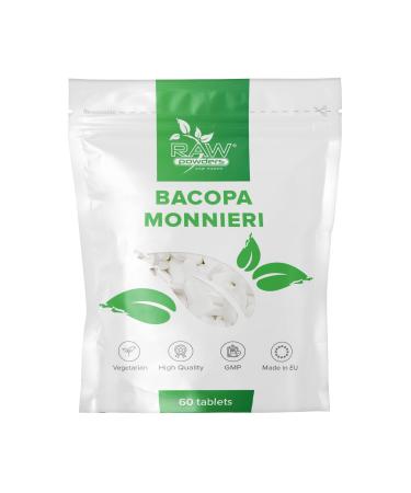 Bacopa Monnieri 500 mg 60 Tablets High Strength - Cognitive Support from Brahmi Leaves Extract - Bacopa Monnieri Extract Supplement - Brain Health - Nervous System Support by Raw Powders