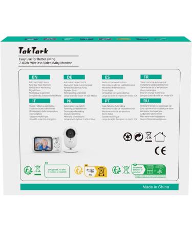 Taktark Baby Monitor with Camera - 3.2 Video Baby Monitor Zoom Intercom Night Vision & Temperature Monitoring | Best Baby Cam for International Shipping - Buy Online on GoSupps.com