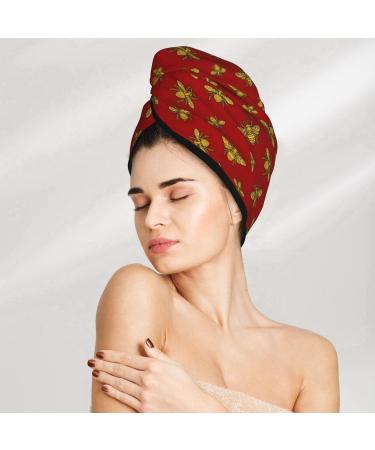 Hohey Bee Golden Hair Towel Wrap - Quick Drying Hair Towel Turban with Button for Fast Drying - Buy Online on GoSupps.com