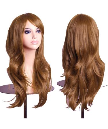 Colorfulpanda 70cm 28 inches Long Auburn Brown Wig Curly Full Hair Wig Anime Cosplay Halloween Movie Costume Party Synthetic Wigs for Women Honey Brown