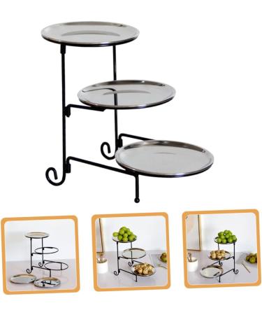 FELTECHELECTR 1 Set Three Tier Fruit Bowl Perfume Display Stand Fruit Dish Food Tray for Desktop Snack Basket Fold Silver 24x23cm - Buy Online on GoSupps.com