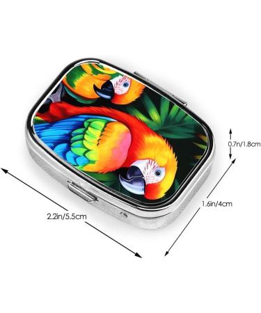 Shop Cute Colored Parrot 2 Compartment Pill Case - Small Travel Pill Organizer & Purse Gift - Buy Online on GoSupps.com