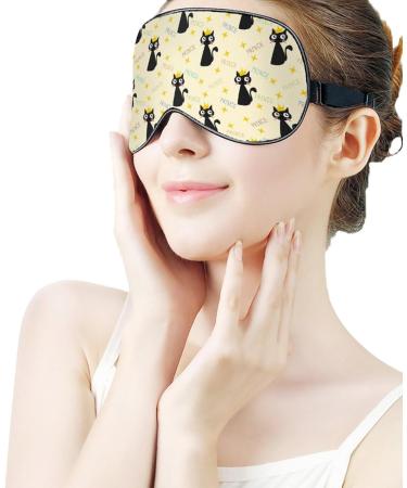 Cute Black Cat Crown Sleep Mask Blindfold | Adjustable Strap, Blocks Light for Travel & Nap | Men Women - Buy Online on GoSupps.com