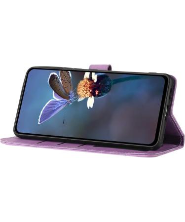 Shop Stylish Flower Pattern Folding Cover for Redmi 9C | PU Leather Protective Case with Stand & Card Slots - Violet - Buy Online on GoSupps.com