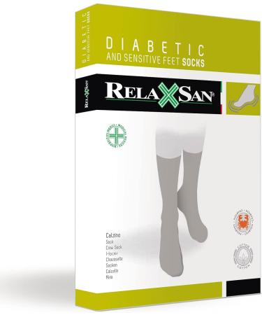 RELAXSAN 560 Diabetic Crew Socks - Seamless, Non-Binding Cotton Socks for Sensitive Feet (2 Pack, Black) - Buy Online on GoSupps.com