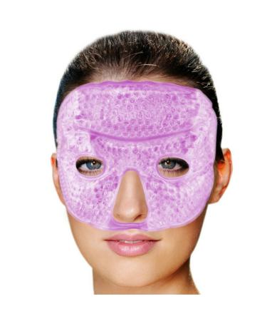 FOMI Hot Cold Gel Bead Facial Eye Mask | Lavender Scented | Ice Mask for Migraine Headache Stress Relief | Reduces Eyes Puffiness Dark Circles | Fabric Back | Freezable Microwavable