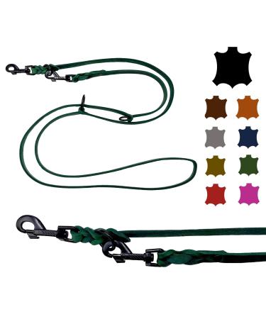 Dog liner Small dogs / large dogs black hooks 2m / 2.40m / 2.80m / 3.50m / 5m Double linen adjustable (5m x 15mm fir green) 5m x 15mm fir green
