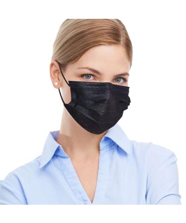 100 Pack Disposable Black Face Masks - Comfortable Ear Loops & Breathable Design - Buy Online on GoSupps.com