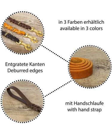 CopcoPet Fettlederleine mit Messing Karabiner - Cognac 1m x 12mm | Hochwertige Hundeleine f r internationale Kunden - Buy Online on GoSupps.com