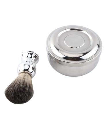 2pcs/set Shaving Brush Set Silver Handle Beard Shaving Brush Alloy Shaving Bowl for Men Shaving Tool Kit