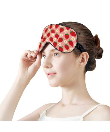 Buy Strawberry Fruit & Flowers Sleep Mask for Women | Adjustable Eye Shades with Elastic Strap - Perfect Sleep Accessories - Buy Online on GoSupps.com