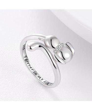 EJALEN 925-Sterling-Silver Puppy Dog Ring - Forever in My Heart CZ Adjustable Open Dog Jewelry for Women - Buy Online on GoSupps.com