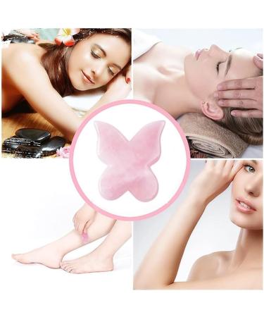 Shop Jade Stone Gua Sha Facial Tool - Butterfly Shape Massager for Reducing Wrinkles & Puffiness | Light Red Color - Buy Online on GoSupps.com