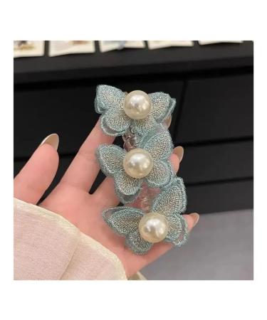Elastic Telephone Wire Hair Ties Women Girls Butterfly Hair Bands Spiral Coil Rubber Band Ponytails Head Rope Hair Accessories(Blue)