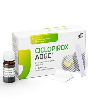Ciclopirox ADGC 80mg/g 6.6ml - active ingredient nail polish for the effective treatment of nail fungus - set with 30 disposable arrows & alcohol paeps - easy application - Transparent & waterproof 6.6 ml (1 Pack)