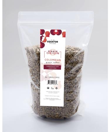Equator Coffee Colombian Green Coffee Beans - COSURCA Farmer Co-op - Milk Chocolate Lemon Zest Malt Molasses Brown Sugar Notes - Fair Trade - Organic - Specialty Grade Colombian 2.27 kg (Pack of 1)