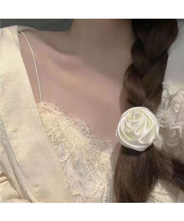 MYhose Milk White Flowers Hair Clip - Artificial Camellia Rose Alligator Hairpins for Women - Buy Online on GoSupps.com