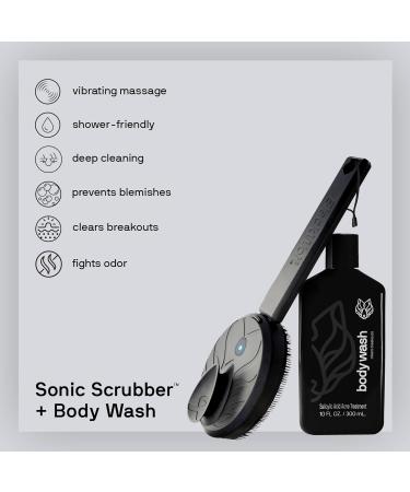Shop Black Wolf Body Wash & Sonic Scrubber Pro Kit for Men - Charcoal Shower Gel & Water-Resistant Brush for Deep Clean & Vibrating Massage - Buy Online on GoSupps.com