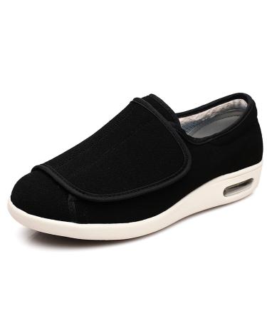 Comfort Diabetic Foot Shoes Autumn and Winter Old People with Velvet Warm Walking Shoes Strap Adjustable with Fat and Wide Breathable Leisure Shoes 11 Black
