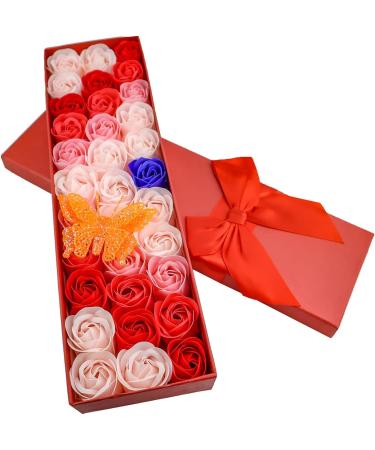 JIALEEY 33 PCS Floral Scented Bath Soap Rose Flower Petals Essential Oil Set - Perfect Valentine's Day Gift for Her - Buy Online on GoSupps.com