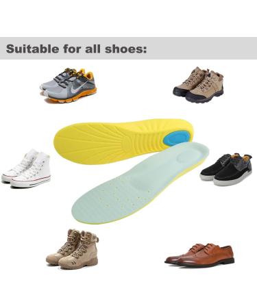 Memory Foam Shoe Insoles for Men, Women, and Kids | Arch Support, Cushion, Shock Absorption | Foot Pain Relief | L (Men's 8-12/ Women's 10-15) Light Blue - Buy Online on GoSupps.com