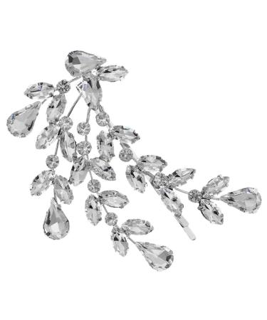 FRCOLOR Rhinestone Hair Clip Diamond Hair Clips Girl Hair Clips Hair Barrettes for Women Leaf Wedding Hairpin Rhinestone Hair Barrette Hair Accessories Miss Hair up Zinc Alloy