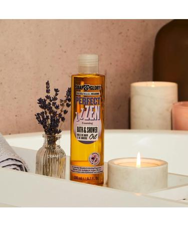 Soap & Glory Perfect Zen Nourishing Bath & Shower Oil - Lavender & Tonka Bean Scent - Vitamin E & Argan Oil - Foaming Bath Oil (200ml) - Buy Online on GoSupps.com