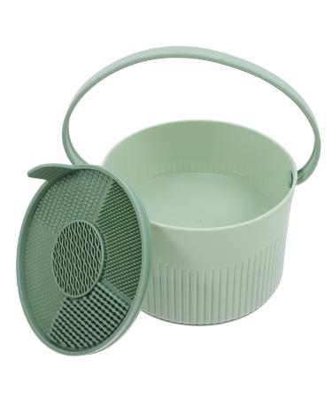 Makeup Brush Cleaning Bowl Silicone Brush Cleaning Mat with Drying Holder Washing Tool for Art Brush Cosmetic Sponge Green