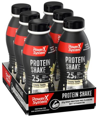 Power System Protein Shake Creamy Vanilla 6 x 310ml High Protein Drink Done Fat Arm 25g Protein Vitamin B6 incl. 1.50 Path Vanilla 310 ml (6 -pack)
