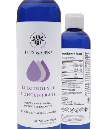 Helix & Gene Liquid Electrolyte Concentrate Drops 8oz - Relief of Dehydration, Leg & Muscle Cramps, Energy Support - Magnesium, Potassium, Sulfate, Boron & Trace Minerals - Buy Online on GoSupps.com