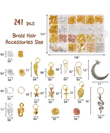 Dreadlock Hair Jewelry Set - 241 Pcs Metal Loc Rings, Cuffs, Coils, Beads - Black Women's Braids Decorations - Buy Online on GoSupps.com