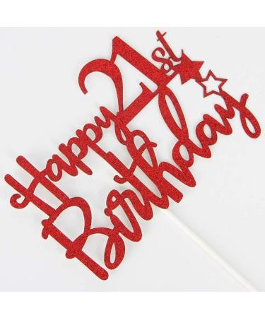 Tenhaisi Gilttery Red Happy 21st Birthday Cake Topper Cheers and Beers to 21 Years Loved Party Sign Fabulous 21 Birthday Party Supplies - Buy Online on GoSupps.com