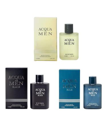 Acqua Cologne for Men Combo (3.4oz / 100ml x 3pcs) Eau de toilette (Impression of Acqua Acqua Black Acqua Blue) Pack of 3pc - Buy Online on GoSupps.com