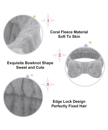 Heyu-Lotus Spa Bowknot Hair Bands | 4-Piece Coral Fleece Makeup Headbands for Face Wash Shower Yoga & Skin Care - Black White Gray Blue - Buy Online on GoSupps.com