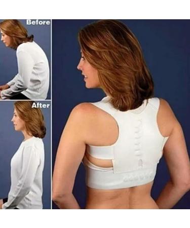 Posture Corrector Back Support Posture Correction Brace Belt Magnet Corrective Therapy Shoulder Straighter Men Women White L 75-85cm - Buy Online on GoSupps.com