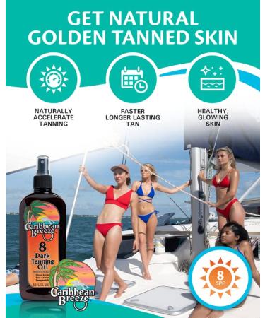 Caribbean Breeze SPF 8 Dark Tanning Oil Intensifier Outdoor Accelerator with Mango Lime Fragrance - 8.5 oz (250 ml) - Buy Online on GoSupps.com