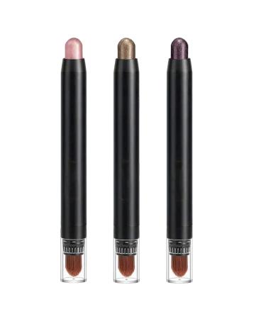Eyeshadow Sticks | 3 Shimmer Eyeshadow Pencil Cream Shadow Pencil with Brush Head for Waterproof Long Lasting Smoky Eye Makeup